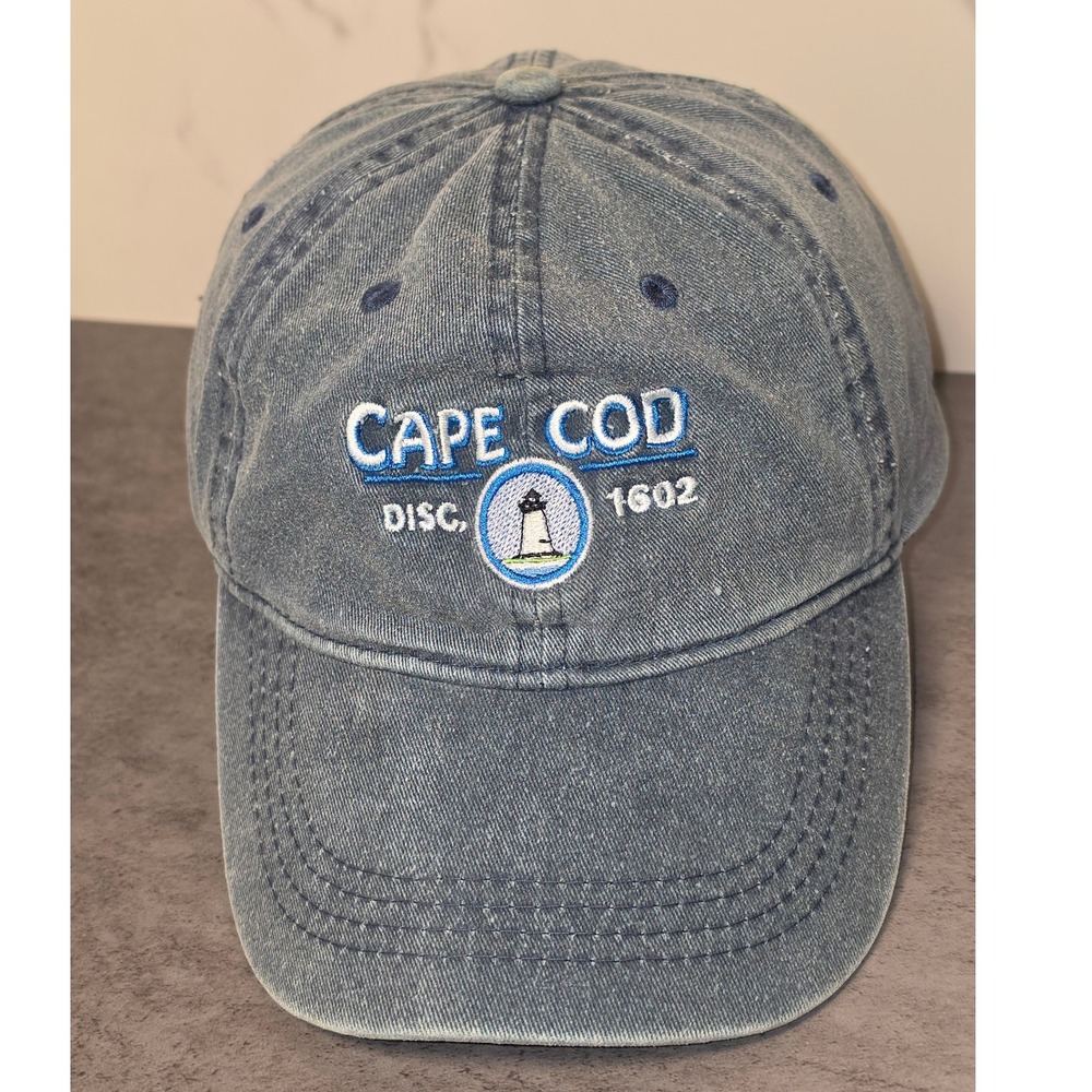 Triangle Sport Headwear Cape Cod Lighthouse Denim Blue Adjustable Baseball Hat
